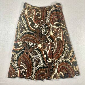 Claudia Richard Women's Paisley A-Line Knee Length Stretch Skirt Size M Boho